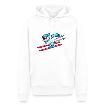 Lustiger Hase auf Skiern - Männer Premium Bio Hoodie - Weiß - Vorne - Nico (187cm)