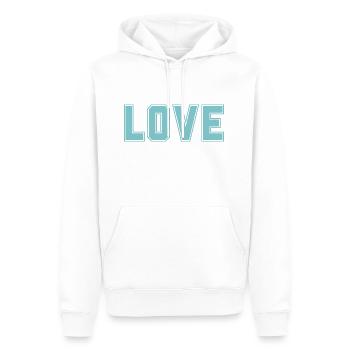 LOVE ist das Wichtigste + Stärkste im Universum - Männer Premium Bio Hoodie - Weiß - Vorne - Nico (187cm)