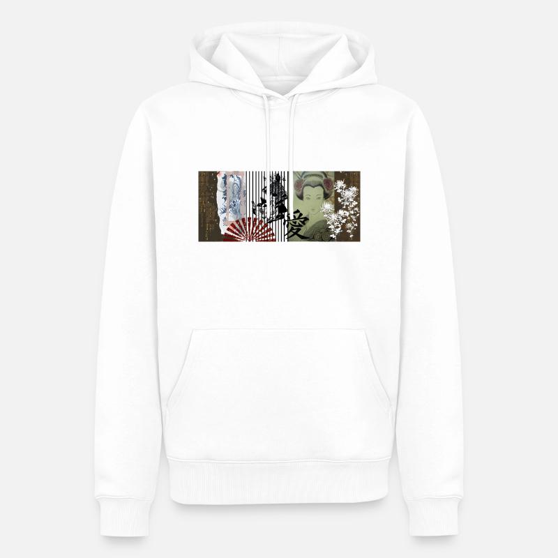 Geisha Romance - Sweat à capuche Premium bio Homme - blanc
