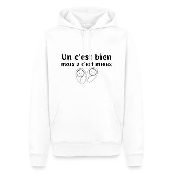 un c'est bien mais deux c'est mieux, jumeaux - Sweat à capuche Premium bio Homme - blanc - Devant - Nico (187cm)