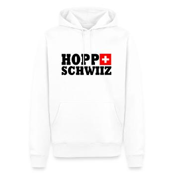 Hopp schwiiz - Sweat à capuche Premium bio Homme - blanc - Devant - Nico (187cm)