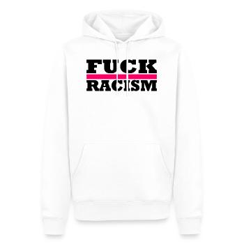 Fuck Racism - Männer Premium Bio Hoodie - Weiß - Vorne - Nico (187cm)