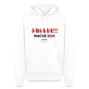 Jahaaa, mache ich später - dunkel - Männer Premium Bio Hoodie - Weiß - Vorne - Nico (187cm)
