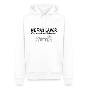 ne pas laver mon chandail chanceux ping pong - Sweat à capuche Premium bio Homme - blanc - Devant - Nico (187cm)