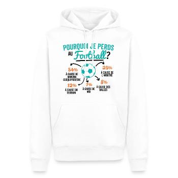 Warum verliere ich im Fußball? - Männer Premium Bio Hoodie - Weiß - Vorne - Nico (187cm)