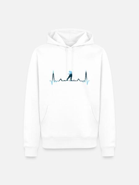 Herzschlag Snowboard Board - Männer Premium Bio Hoodie - Weiß