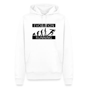 Evolution Running - Laufen - Joggen - Marathon - Männer Premium Bio Hoodie - Weiß - Vorne - Nico (187cm)