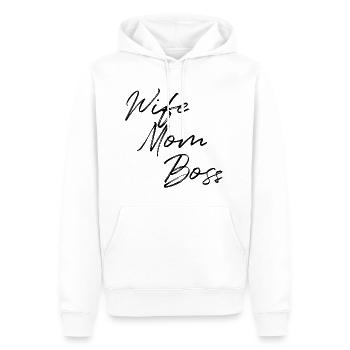 Femme Maman Boss - Sweat à capuche Premium bio Homme - blanc - Devant - Nico (187cm)