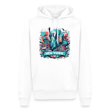 NYC, NEW YORK CITY, STATUE OF LIBERTY, MANHATTAN - Men’s Premium Organic Hoodie - white - Front - Nico (187cm)