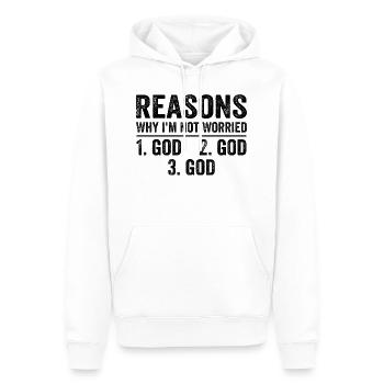 Reasons Why I'm Not Worried God - Sweat à capuche Premium bio Homme - blanc - Devant - Nico (187cm)