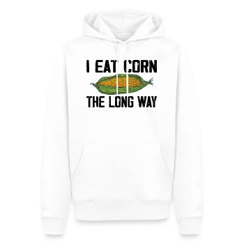 I Eat Corn The Long Way Inappropriate Embarrassing - Sweat à capuche Premium bio Homme - blanc - Devant - Nico (187cm)