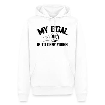 Mein Ziel ist es, deine zu verleugnen - Männer Premium Bio Hoodie - Weiß - Vorne - Nico (187cm)