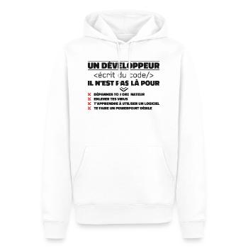 Un Développeur Écrit du Code Cadeau - Sweat à capuche Premium bio Homme - blanc - Devant - Nico (187cm)