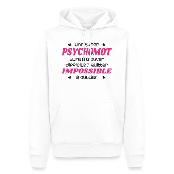 Une Super Psychomotricienne - Sweat à capuche Premium bio Homme - blanc - Devant - Nico (187cm)
