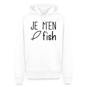 Je m'en fish - Sweat à capuche Premium bio Homme - blanc - Devant - Nico (187cm)