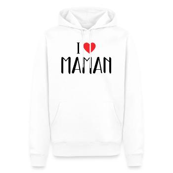 I Love Maman ! - Sweat à capuche Premium bio Homme - blanc - Devant - Nico (187cm)