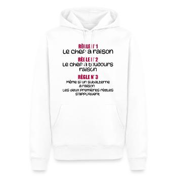 Les règles du chef - Sweat à capuche Premium bio Homme - blanc - Devant - Nico (187cm)