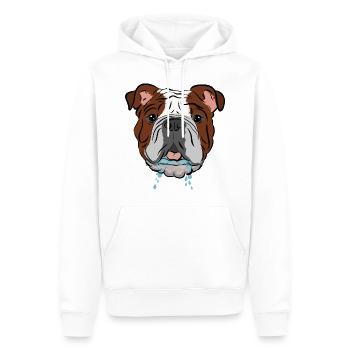 Bulldoge mit Sabber /Hundeliebhaber / Geschenkidee - Männer Premium Bio Hoodie - Weiß - Vorne - Nico (187cm)