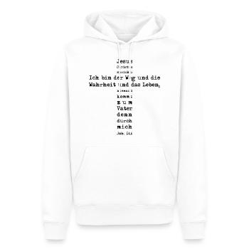 Ich bin der Weg - Johannes 14,6 - Männer Premium Bio Hoodie - Weiß - Vorne - Nico (187cm)