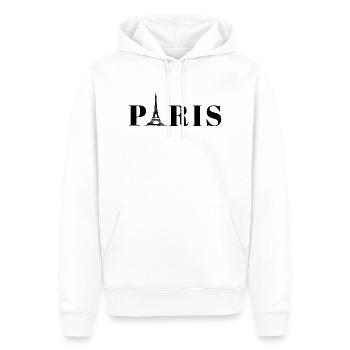Inscription Paris avec tour Eiffel - Sweat à capuche Premium bio Homme - blanc - Devant - Nico (187cm)