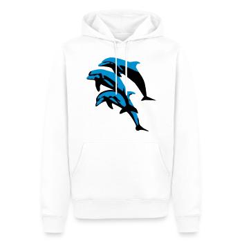 Dolphins - dauphins - Sweat à capuche Premium bio Homme - blanc - Devant - Nico (187cm)
