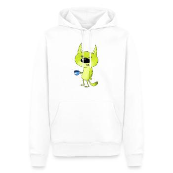 Kaffee-Katze - Männer Premium Bio Hoodie - Weiß - Vorne - Nico (187cm)