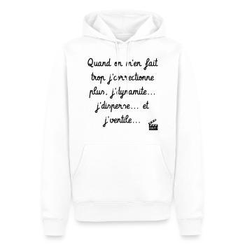 Tontons Flingueurs J'dynamite J'disperse J'ventile - Sweat à capuche Premium bio Homme - blanc - Devant - Nico (187cm)
