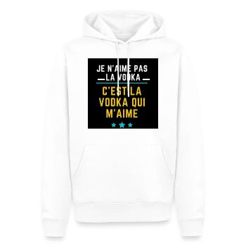 Je n aime pas la vodka c est la vodka qui m'aime - Sweat à capuche Premium bio Homme - blanc - Devant - Nico (187cm)