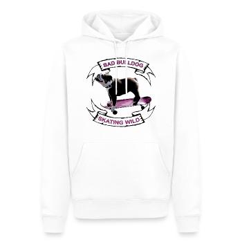 Bulldog skater « Bo » black - Sweat à capuche Premium bio Homme - blanc - Devant - Nico (187cm)