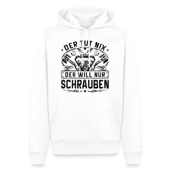 Kfz Mechaniker Spruch Der tut nix Schrauben - Männer Premium Bio Hoodie - Weiß - Vorne - Nico (187cm)