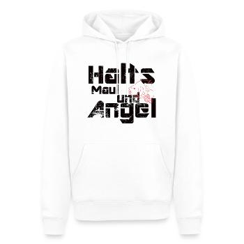 Angel Design lustig Halts maul und angel - Männer Premium Bio Hoodie - Weiß - Vorne - Nico (187cm)