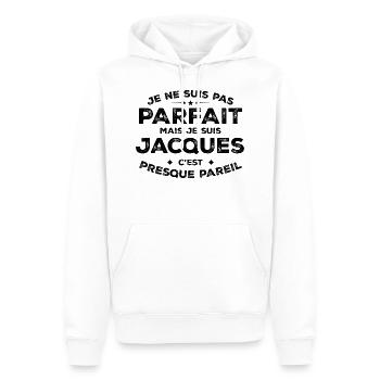 Jacques A first name, an attitude Jacques Humour - Men’s Premium Organic Hoodie - white - Front - Nico (187cm)