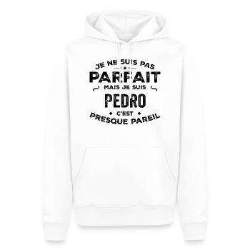 Pedro – Un Prénom, Une Légende Drôle et Fière - Sweat à capuche Premium bio Homme - blanc - Devant - Nico (187cm)