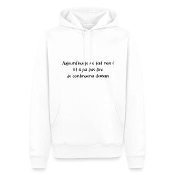 Aujourd’hui je ne fais rien - Sweat à capuche Premium bio Homme - blanc - Devant - Nico (187cm)