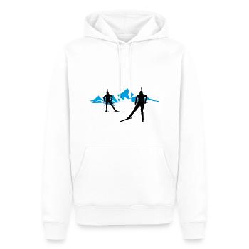 Biathlon, Ski de fond, Ski de fond, Montagne - Sweat à capuche Premium bio Homme - blanc - Devant - Nico (187cm)