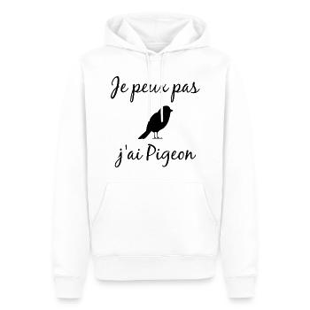 Je Peux Pas J ai Pigeon - Sweat à capuche Premium bio Homme - blanc - Devant - Nico (187cm)