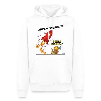 Lebenshaltungskosten_Rakete - Männer Premium Bio Hoodie - Weiß - Vorne - Nico (187cm)