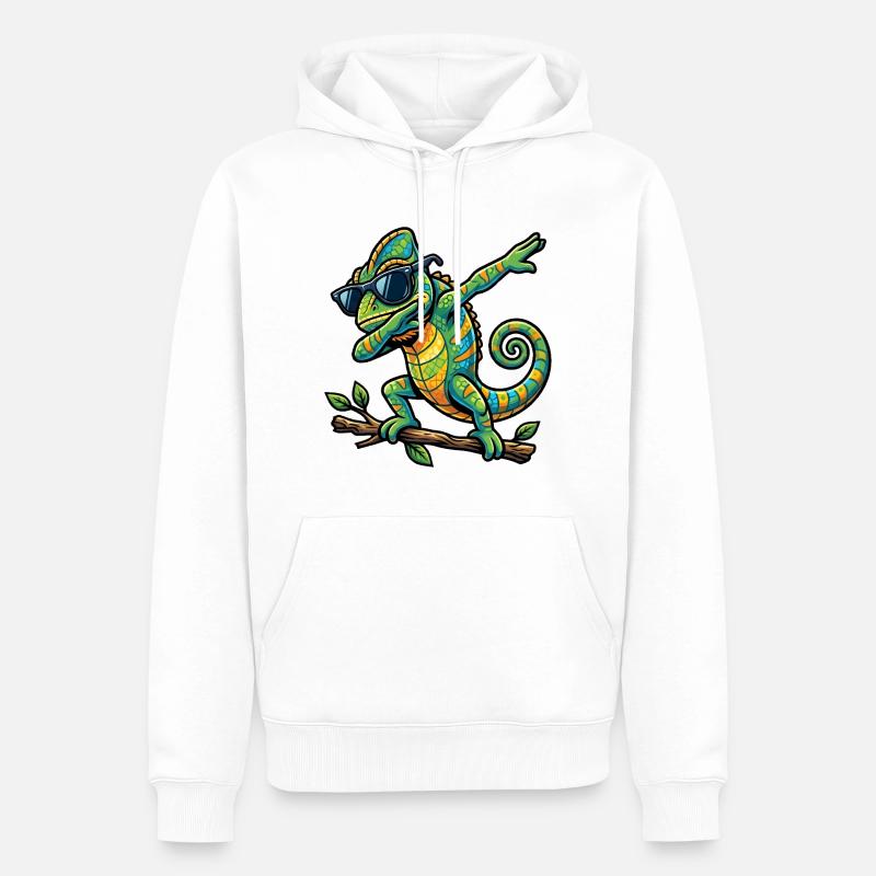 Dabbing Chamäleon - Männer Premium Bio Hoodie - Weiß
