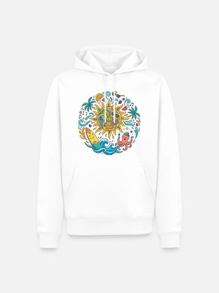 Sommersonne Surf Abenteuer Badespaß Strandurlaub - Männer Premium Bio Hoodie - Weiß