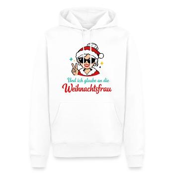 Und ich glaube an die Weihnachtsfrau - Männer Premium Bio Hoodie - Weiß - Vorne - Nico (187cm)
