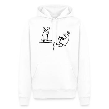 27 ans : Adieu âge 26 ans, Joyeux 27e anniversaire - Sweat à capuche Premium bio Homme - blanc - Devant - Nico (187cm)