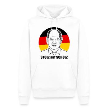 stolz auf Scholz, Bundeskanzler, Deutschland Shirt - Männer Premium Bio Hoodie - Weiß - Vorne - Nico (187cm)