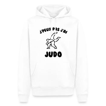 J’peux pas j’ai judo - Sweat à capuche Premium bio Homme - blanc - Devant - Nico (187cm)