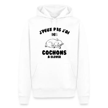J’peux pas j’ai des cochons à élever - Sweat à capuche Premium bio Homme - blanc - Devant - Nico (187cm)