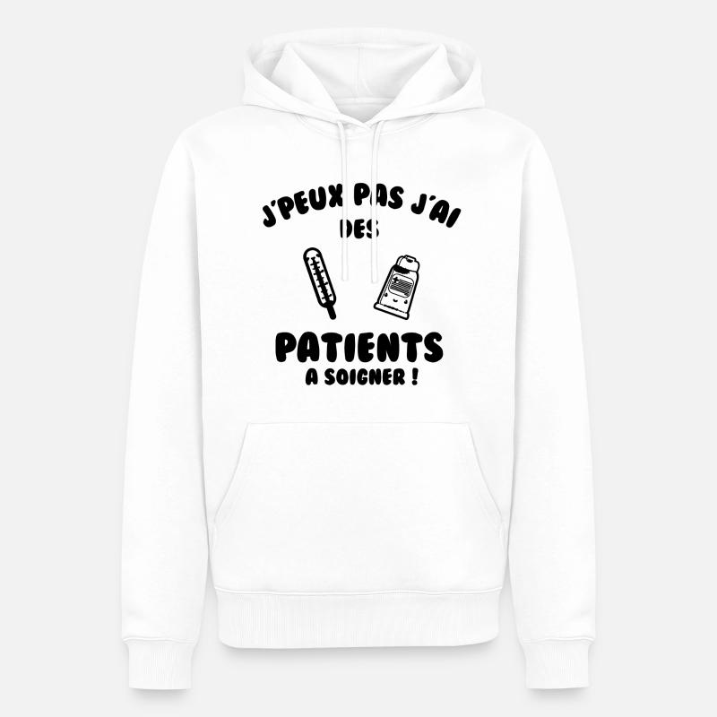 Patient à soigner - Sweat à capuche Premium bio Homme - blanc