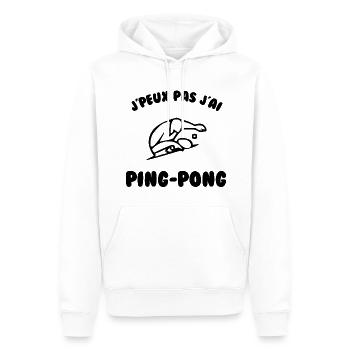 J’peux pas j’ai ping-pong - Sweat à capuche Premium bio Homme - blanc - Devant - Nico (187cm)