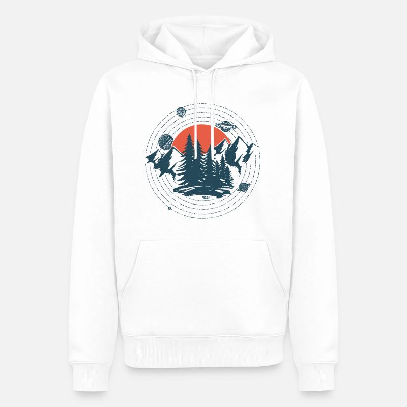 Graphique Planètes et montagnes - Sweat à capuche Premium bio Homme - blanc