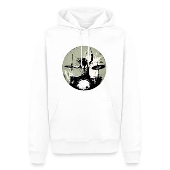 Drummer crazy gray - Männer Premium Bio Hoodie - Weiß - Vorne - Nico (187cm)