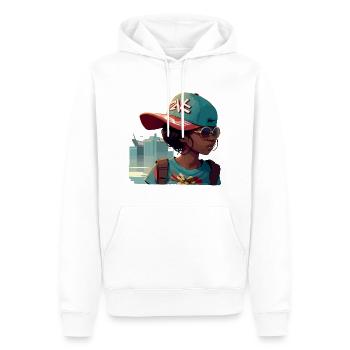 Urban Girl avec des lunettes de soleil - Sweat à capuche Premium bio Homme - blanc - Devant - Nico (187cm)