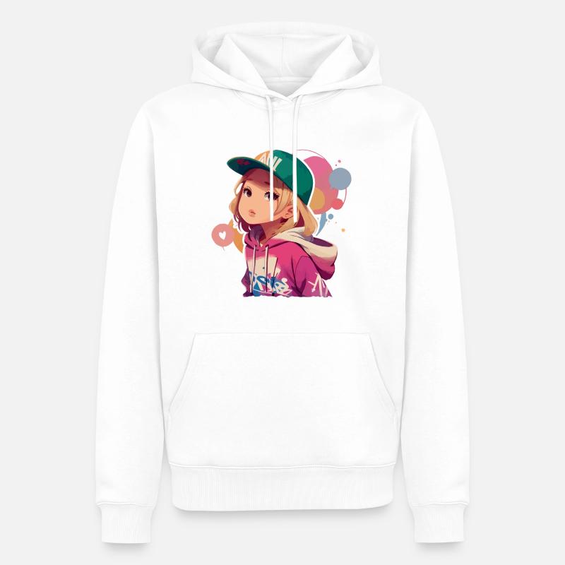 Blondes Mädchen im Kapuzenpullover - Männer Premium Bio Hoodie - Weiß
